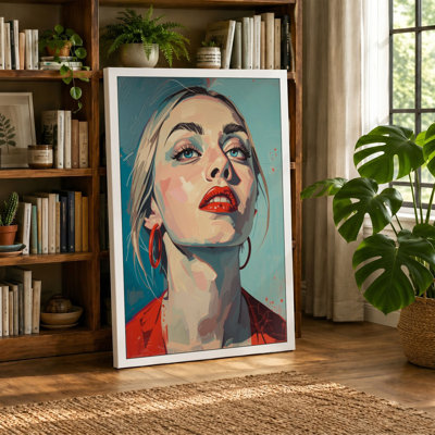 Woman in Red Modern - Wrapped Canvas