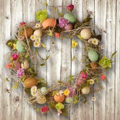 13.8 inch Easter Handmade Garland with Cross, Natural Burlap Bow Rustic Grapevine Garland Easter Front Door Garland Decoration