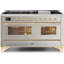 ILVE UM15FDNS3BGG Majestic II 60 inch Dual Fuel Range with 9 Burners, Griddle (Natural Gas, Triple Glass Door, Blue Grey, Brass)-1199178807-1199178772