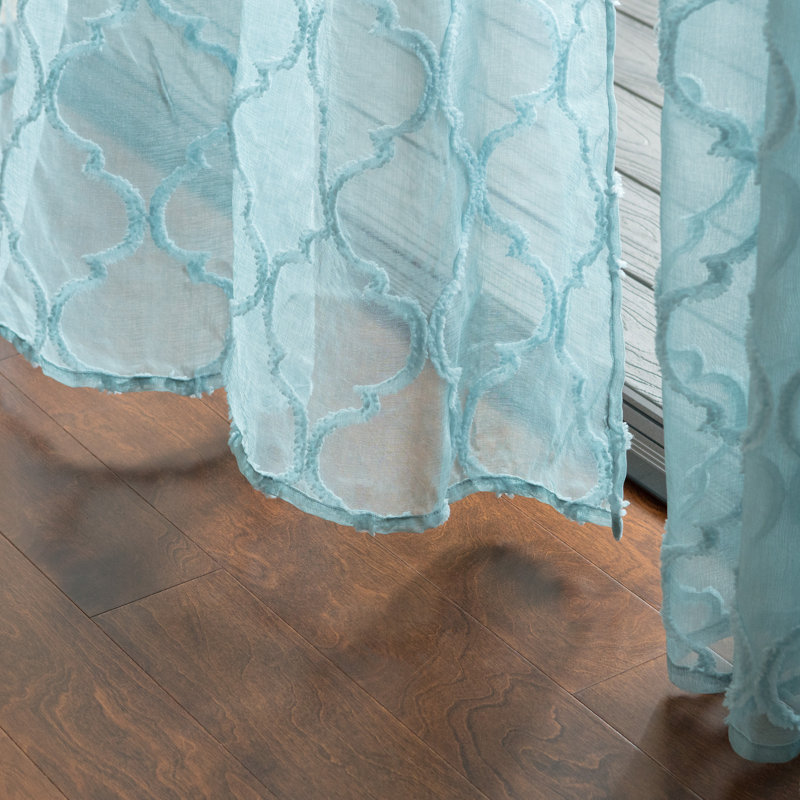 Carlena Damask Sheer Curtain Panels, 52" x 108", Teal