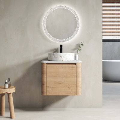 Meuble-lavabo mural 24 po avec lavabo d'art en céramique et 1 porte à fermeture en douceur, emballage KD