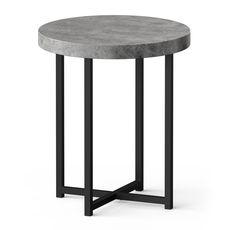 Grey Round Concrete Effect Side Table