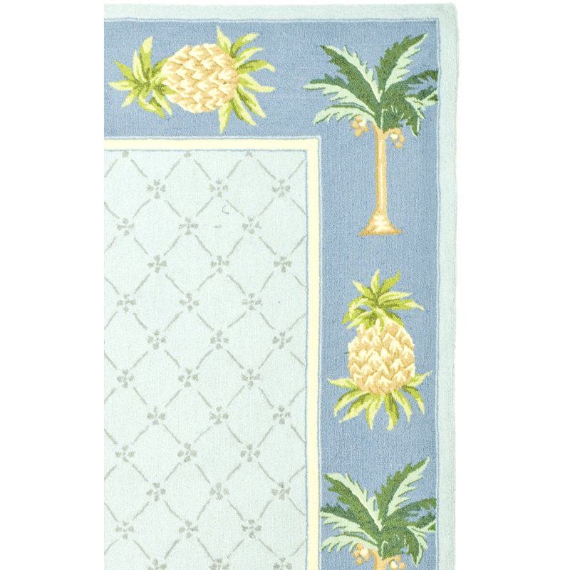 Hogle Hand Hooked Wool Pile Geometric Rug, Rectangle 2'6" x 4'
