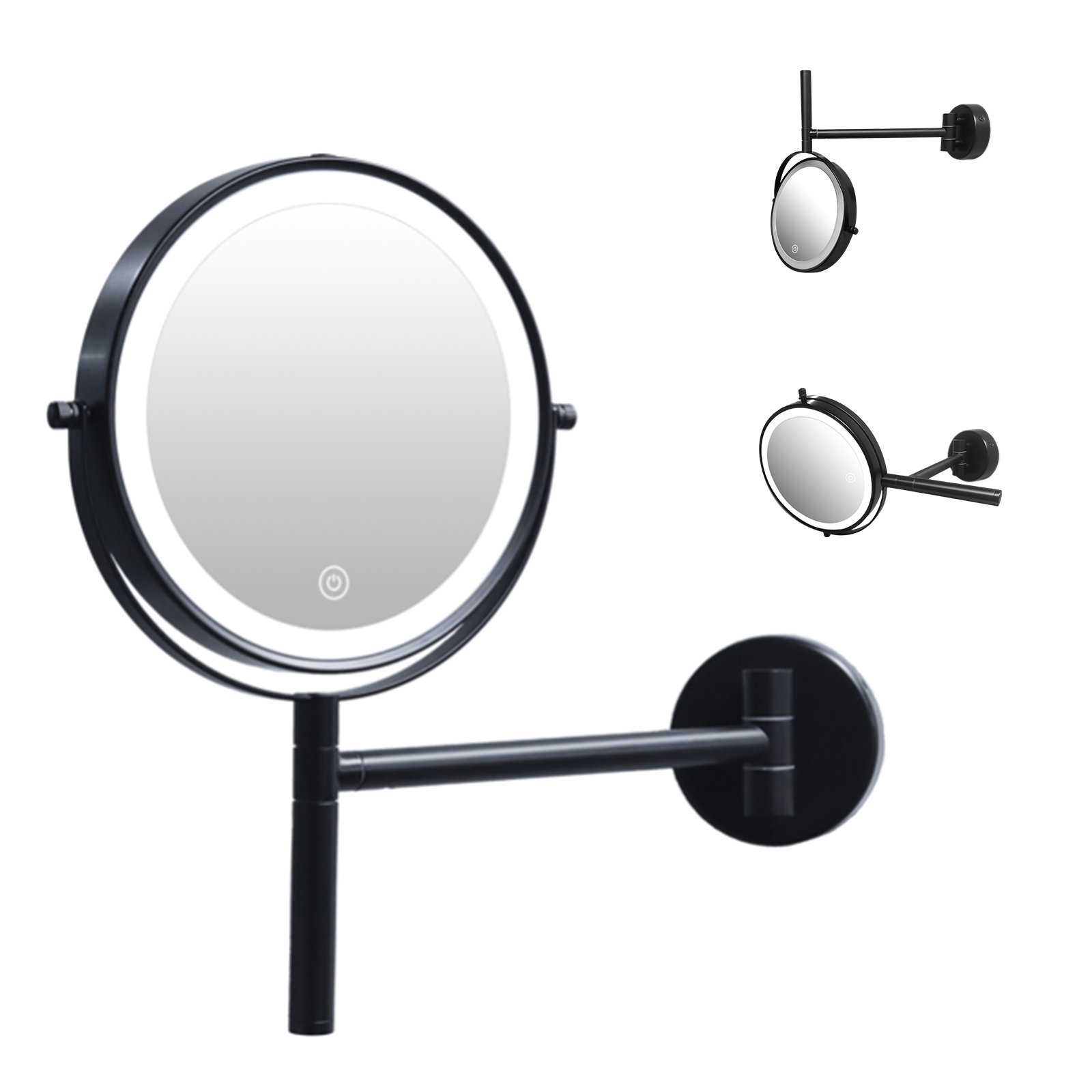 Ebern Designs Mohbeen Rechargeable Wall Mounted Lighted Makeup Mirror