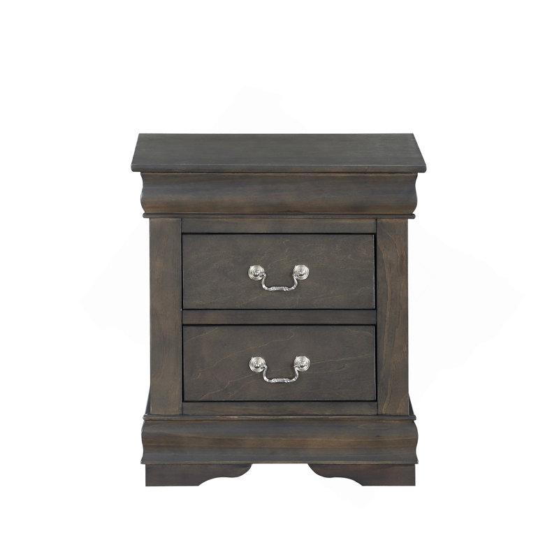 Table de chevet 2 tiroirs gris foncé