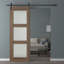 Porte de grange préfinie à panneaux en bois manufacturé Avon 3 Lite-93067811-93067829