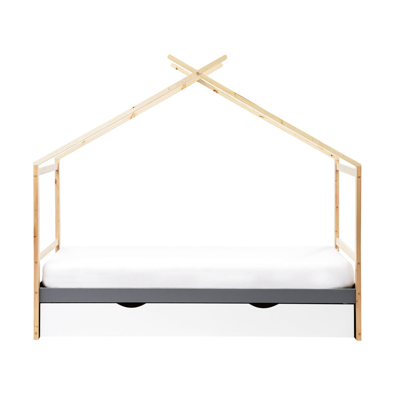 ORGEVAL Solid Wood Storage Bed, Grey