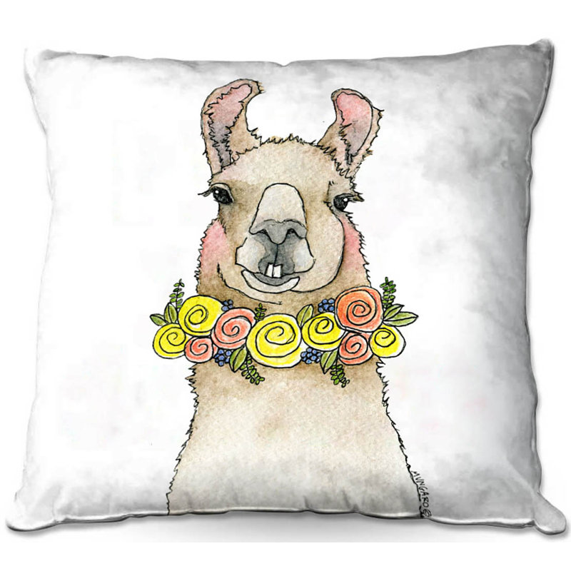  Coussin Couch Toothy Llama, 20 po x 20 po, Blanc