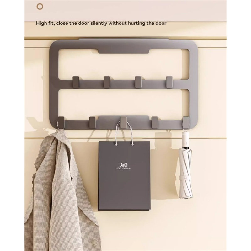 Iron Seamless Over-The-Door Hook Rack, 11.41" H x 18.89" W x 1.81" D