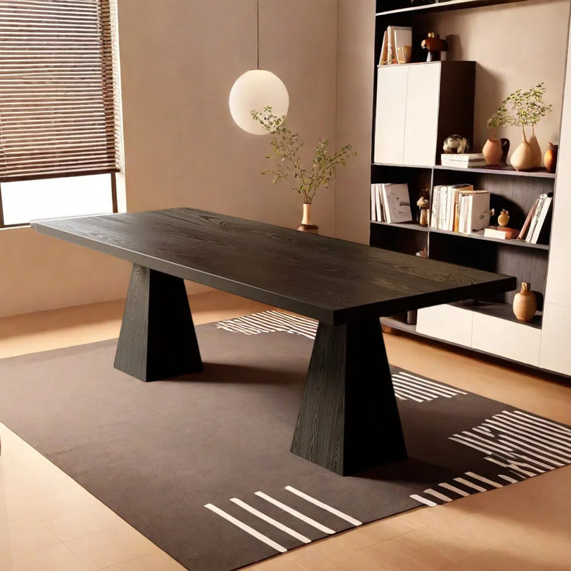 Simple rectangular large dining table, 29.53"H x 86.61"L x 31.5"W