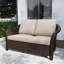 2-Person Polyethylene Wicker Outdoor Loveseat Sofa with Beige Cushions-1368491899