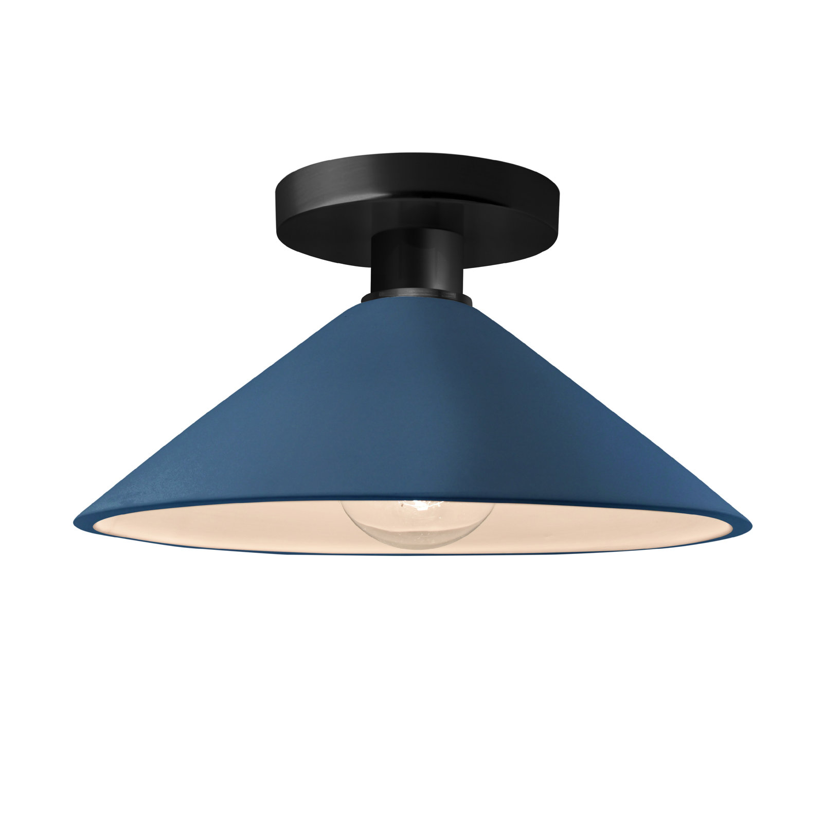 Single Light Ceramic Semi Flush Mount, Midnight Sky/Matte White, Matte Black, LED (Integrated)