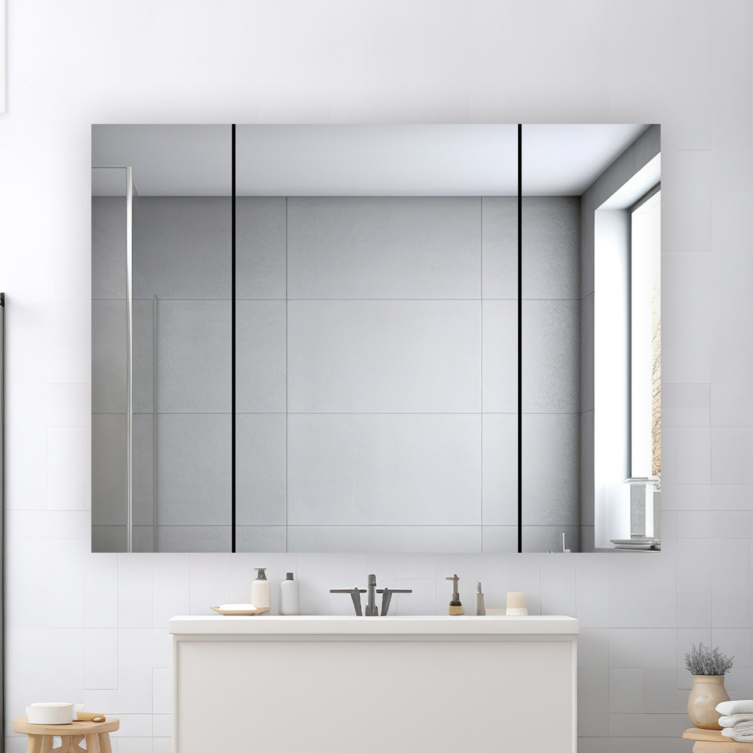 Royale Medicine Cabinet with Electrical Outlets, Defogger, Adjustable LED 3X Magnifying Mirror. AQUADOM