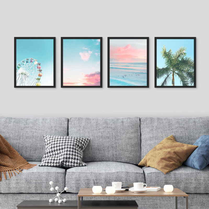 «Tropical Tree Ferris Wheel», impression sur papier 4 pièces, Blanc, H 16 po x l 12 po
