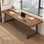 Nut-brown Rectangular Solid Wood desk