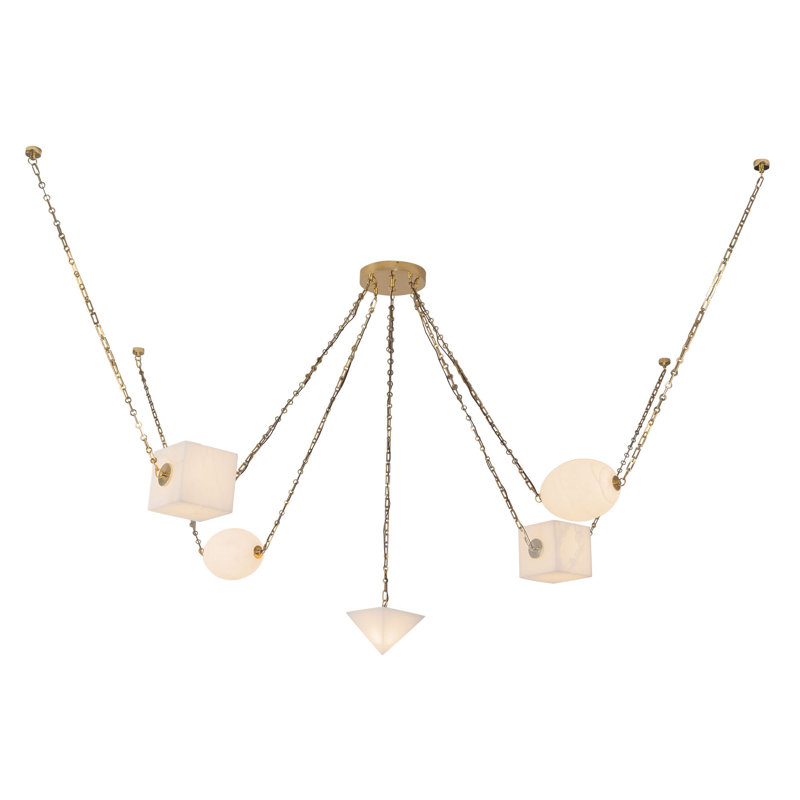 Mineral 5-Light Brass dimmable LED Chandelier, Brass, Alabaster