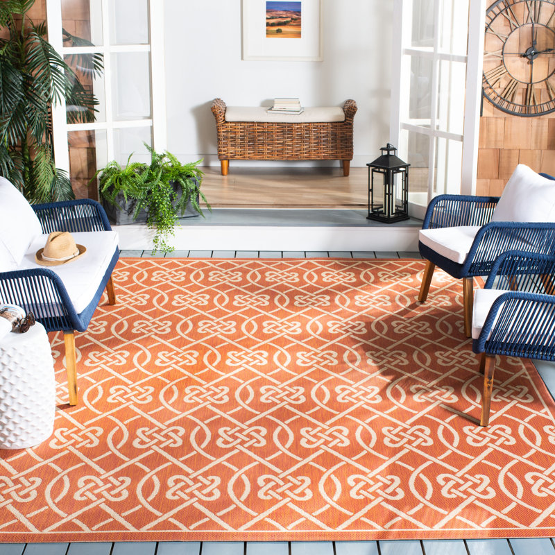 Arneshia Floral Brown/Tan Indoor/Outdoor Area Rug, Rectangle 5'3" x 7'7"