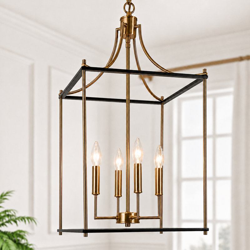 Jamiylah 4 - Light Lantern Rectangle Cage Kitchen Island Pendant Light Foyer