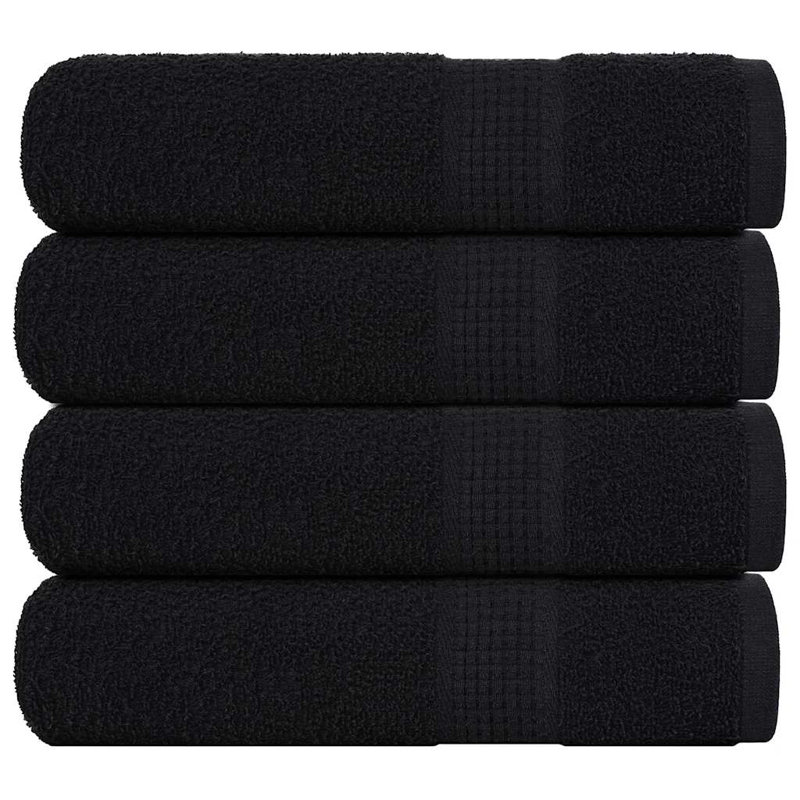 Besek 100% Cotton Bath Towels, Black, 4, 100 x 150 cm