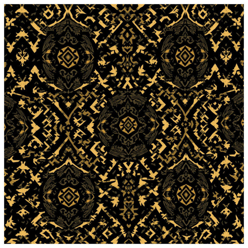 Rideaux noirs et dorés Ikat, 50" x 92" - 1 Panel, Sheer