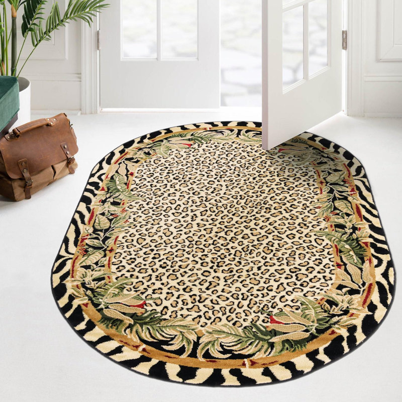 Testerman Power Loom Cream Rug, Oval 5'3" x 8'
