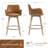 Ashwell Mid-Century Modern 26.6" H Swivel Leather Counter Stool with Wire-Brushed Solid Wood Legs-486233193