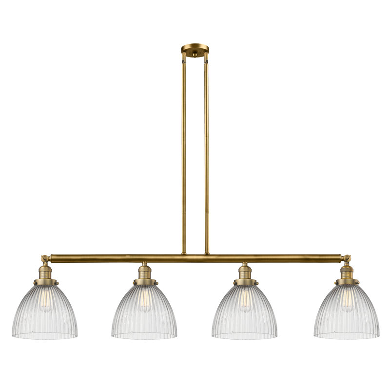 Luminaire suspendu linéaire à 4 lumières pour îlot de cuisine Shauna, Nickel poli, Ampoule non incluse
