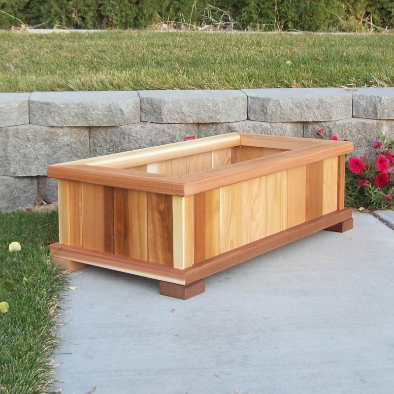 Bunceton Handmade Wood Planter Box, Cedar Stain, 13" H x 41" W x 21" D