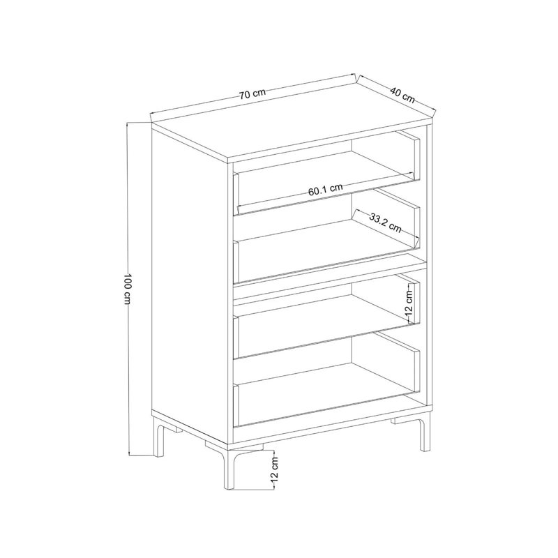 Stylish Dresser in Oak & Desert Colors, 27.6 x 39.4 x 15.7 inches | 100% Melamine Coated Chipboard, Thickness: 0.7 inches | PVC Edgeband, Durable & Elegant Design | Perfect for Bedroom Storage & Organization