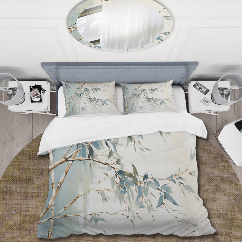 Ensemble de housse de couette à motif floral en bambou Green Zen Moment, Housse de couette très grand et 2 très grandes t