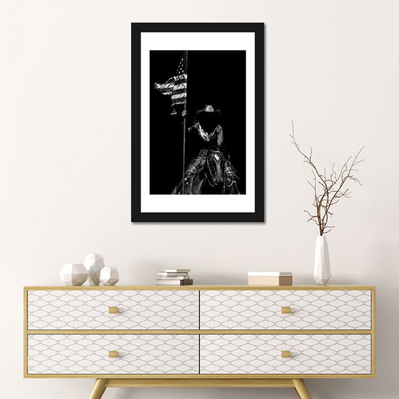 « scratching rodeo vi », impression sur toile, H 32 po x l 24 po x P 1 po, Papier d'art encadré noir, Blanc