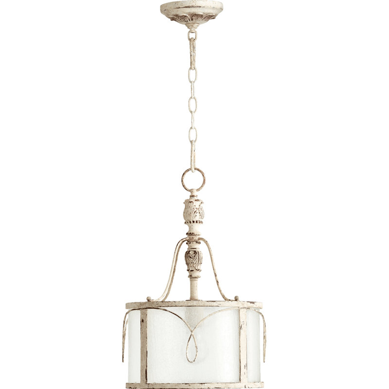 Luminaire suspendu cylindrique à 1 lumière Solange, Blanc perse