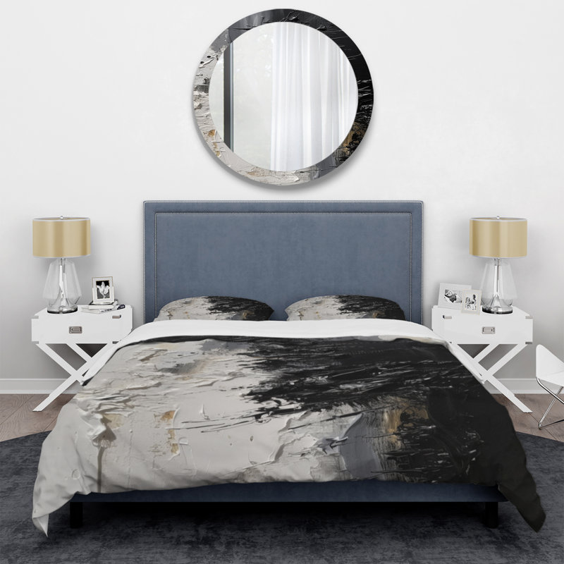 Ensemble de housse de couette en microfibre / polyester blanc et noir Tranquility Unleashed II Bedding