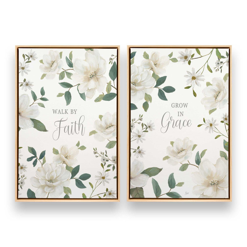 Grace Grows Here, ensemble de 2 impressions, 30" x 20", Framed Canvas, American Maple