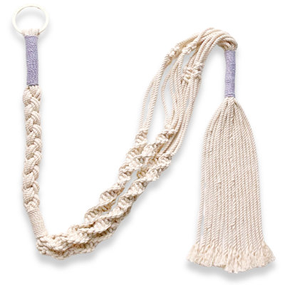 PILLOWPIA Trina 100% Cotton Macrame Plant Hanger with Brass Ring | Fits Up to 10" Pot
