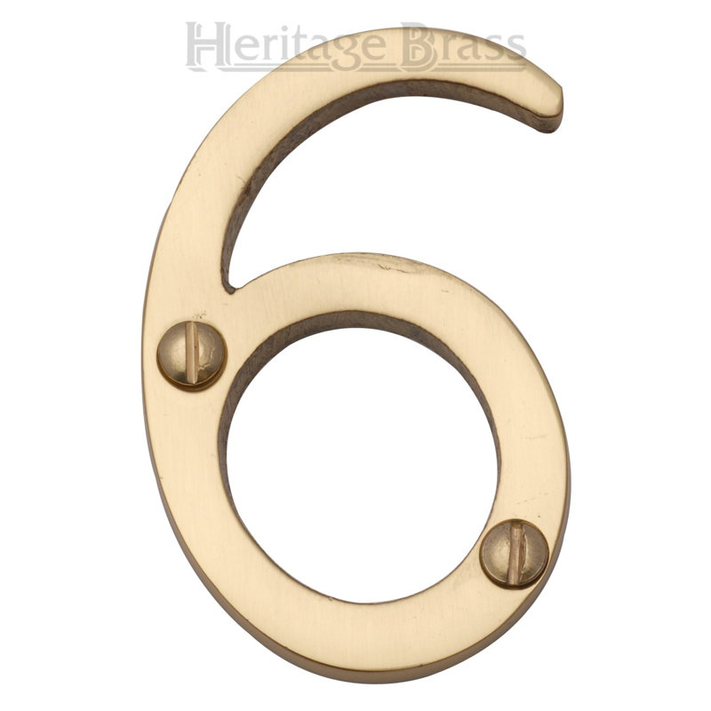 Heritage Brass Heritage Numeral Face Fix 51mm (2"), 6, Polished Brass