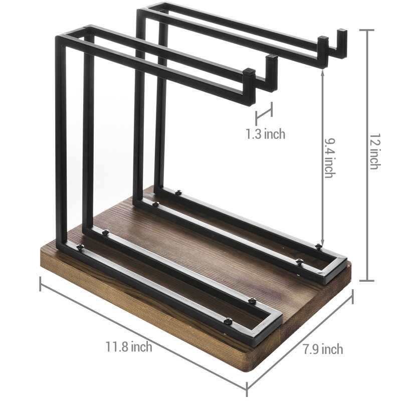 Tabletop Wine Glass Rack in Black/Dark Brown, Dark Brown