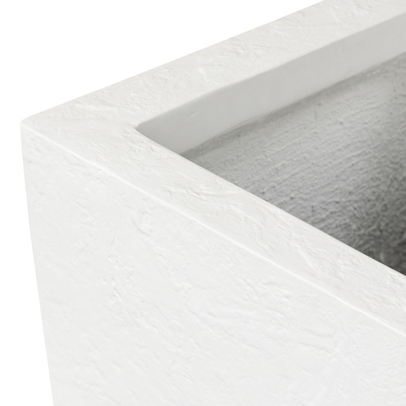 Koto Planter, Textured White Concrete, 32" H x 18" W x 18" D