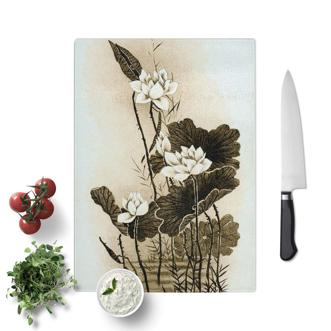 Glass Lotus Flowers Chopping Board