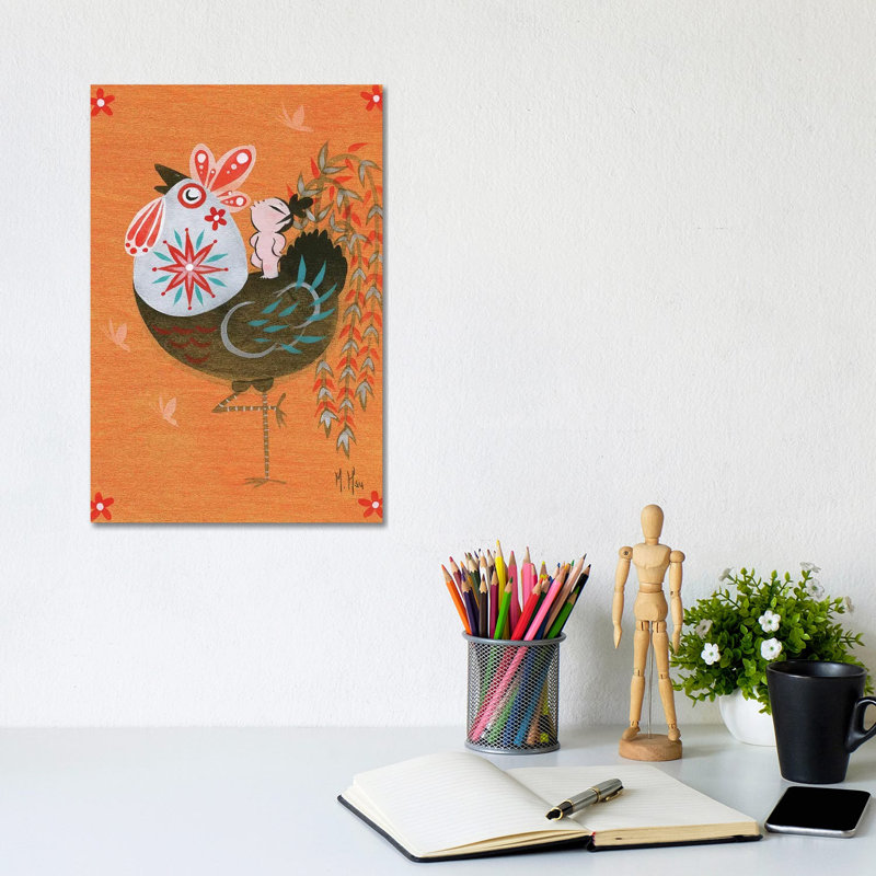 Folk Blessings - Rooster Call by Martin Hsu - Wrapped Canvas Gallery-Wrapped Canvas Giclée, 20.32 cm H x 30.48 cm W
