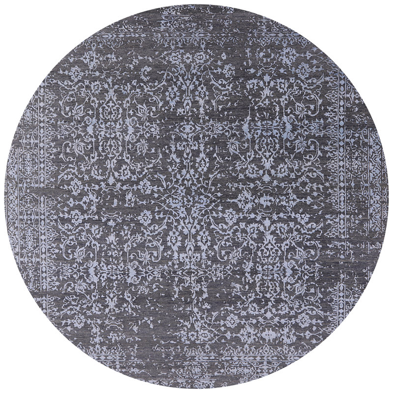 Tapis oriental bleu / gris Hamersville, Rond 5 pi