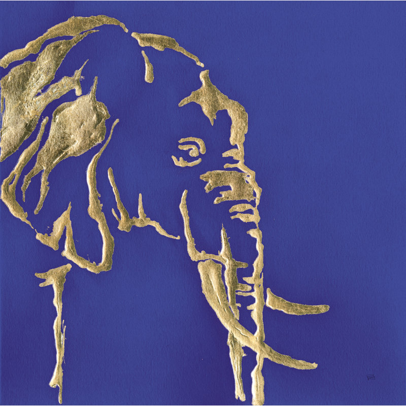 «Gilded Elephant» encadré par Chris Paschke, Cadre simple argenté, Non, H 30 po x l 30 po x P 1,25 po