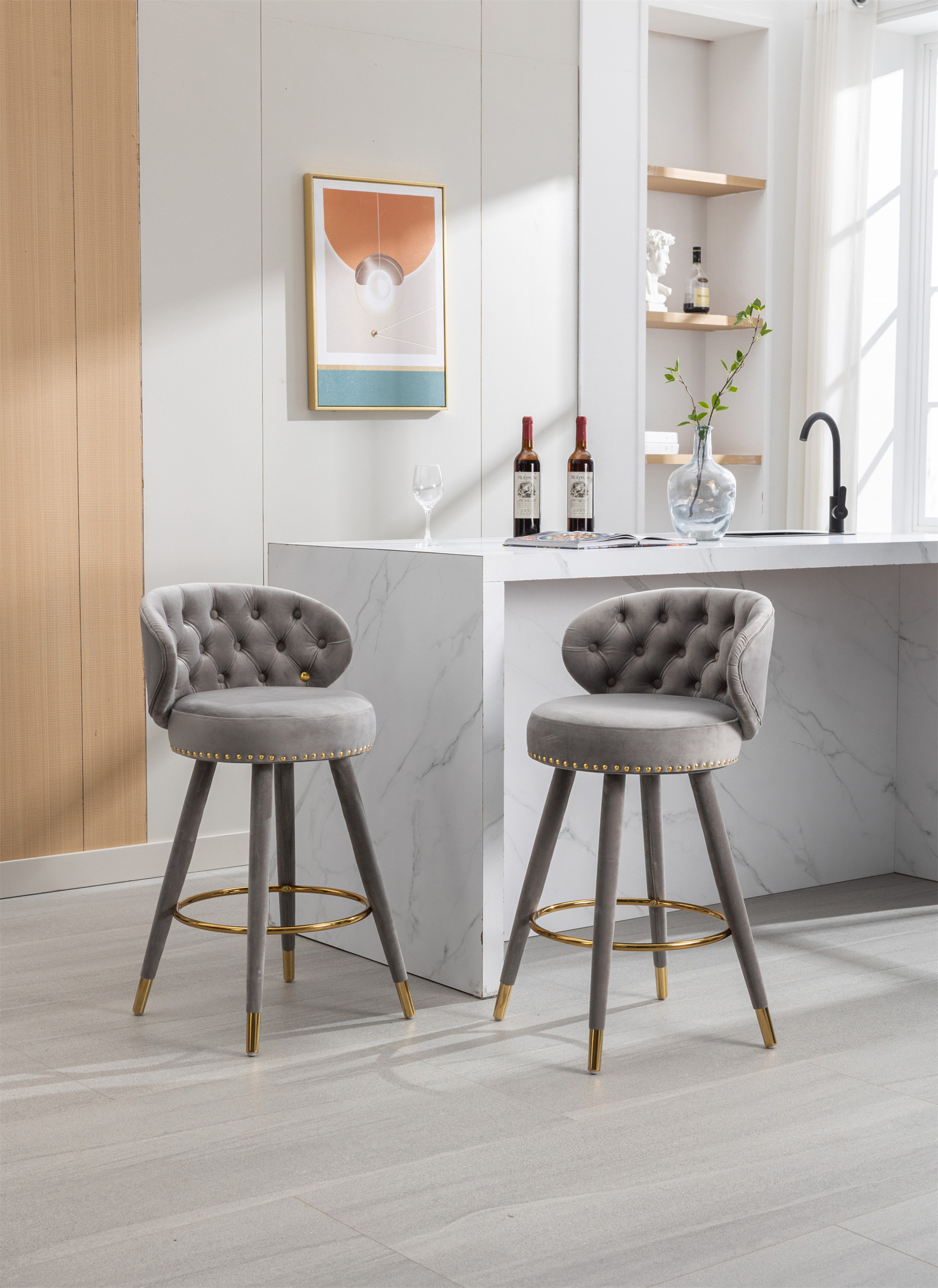 Everly Quinn Counter Height Bar Stools Set Of 2 For Kitchen Counter ...