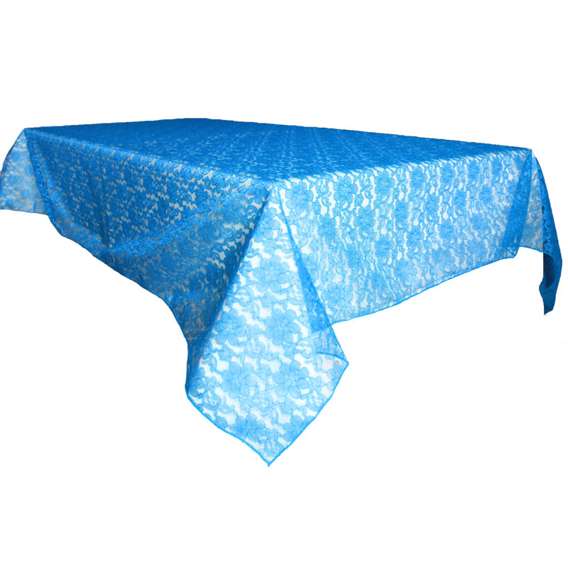 Floral Lace Overlay, 96" x 58", Turquoise