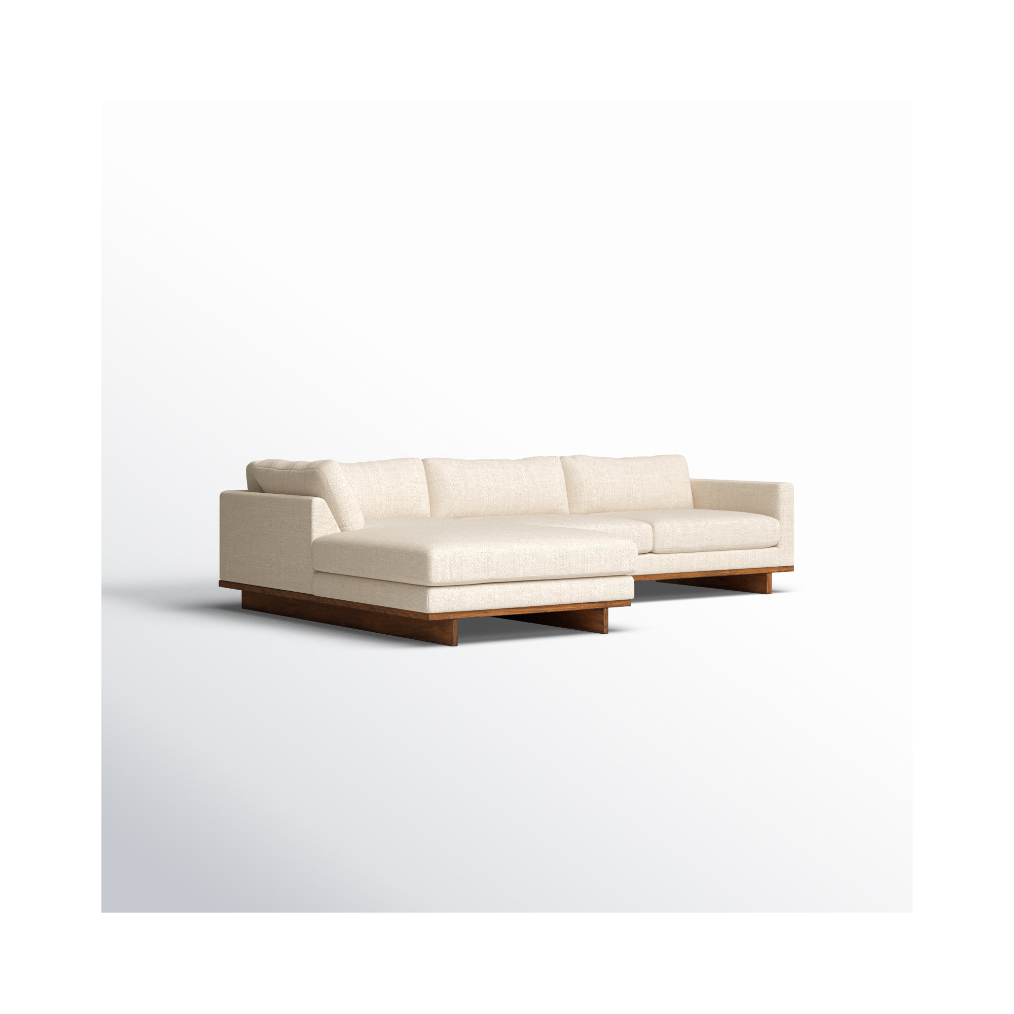 Menades Upholstered Chaise L-Sectional, Irving Taupe Polyester Blend, Left Hand Facing, 32" H x 133" W x 86" D