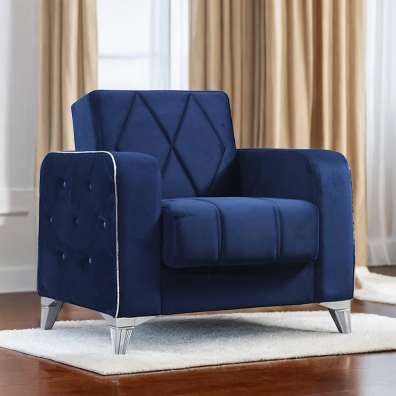 Fauteuil Efes, Velours bleu