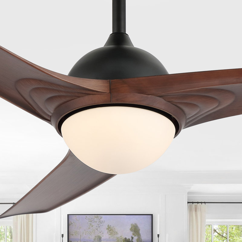 Clorice 52'' Ceiling Fan with LED Lights, Light Brown