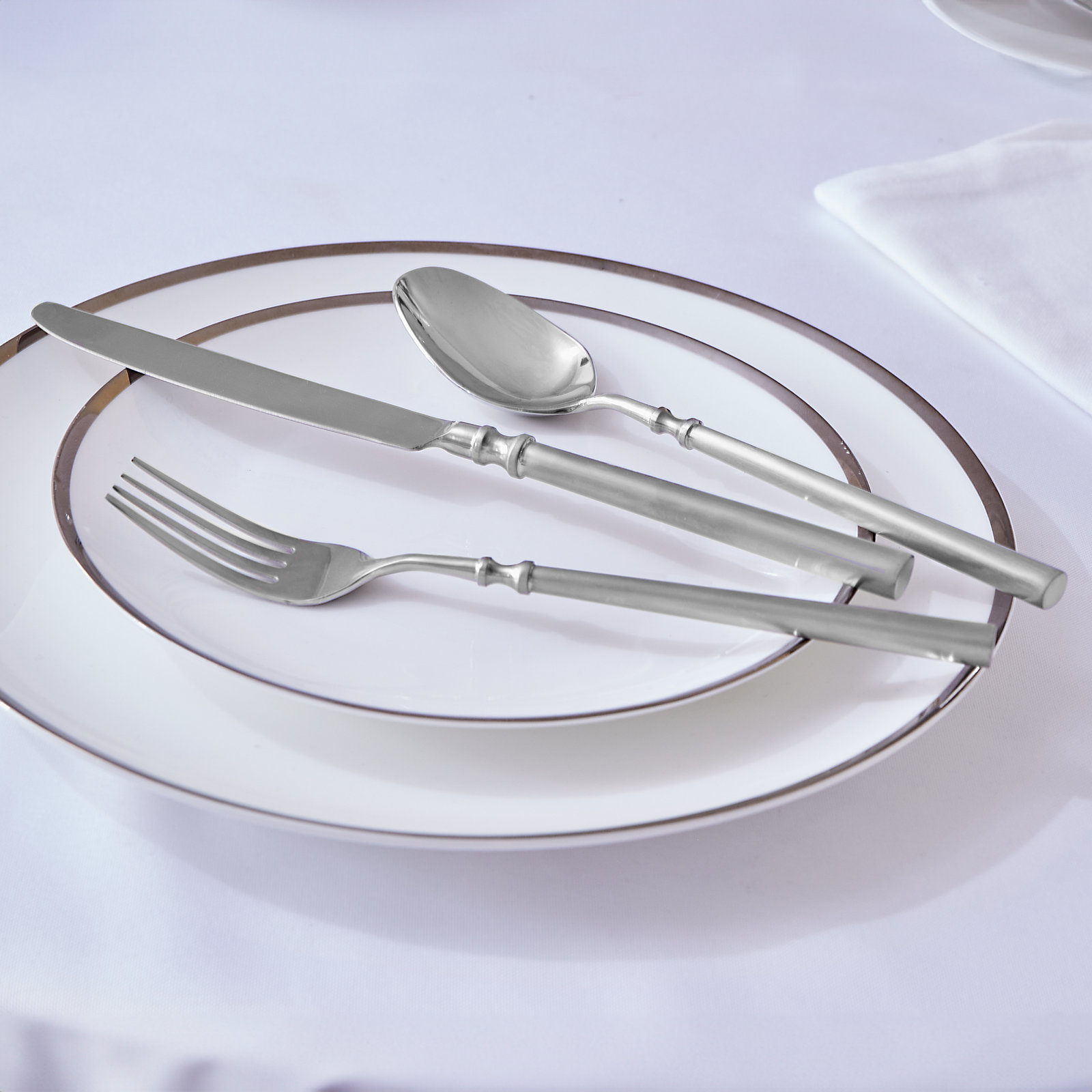 Regal Copper Handle 18/10 Stainless Steel 20 Piece Flatware Set, Service For 4, Stainless Matte (Silver)