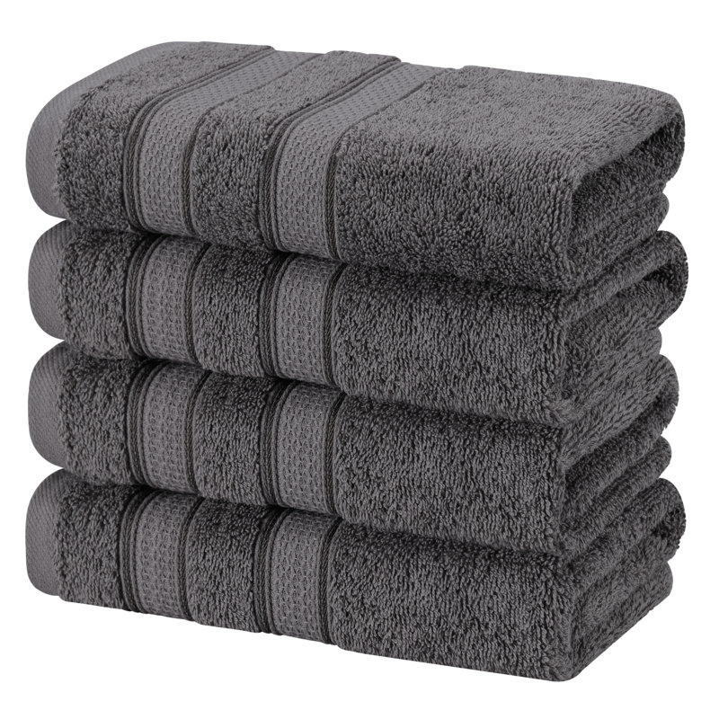 100% Cotton 4 Piece Luxury Turkish Bath Towel Set, Gray