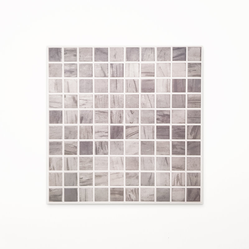 Nandini 15cm W x 15cm L Vinyl Peel and Stick Mosaic Tile, Grey